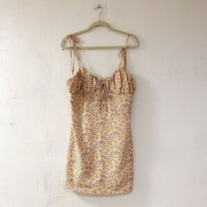 Isalis Floral Mini Dress in Purple Orange Large